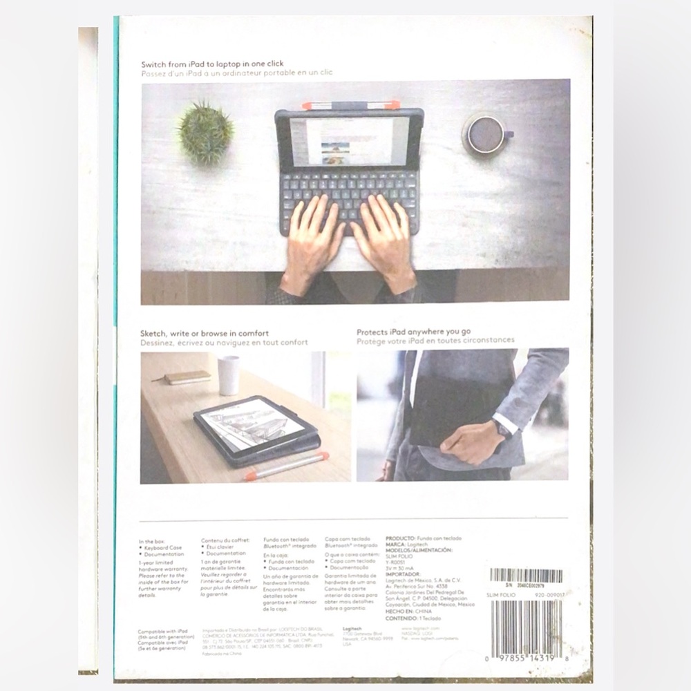 NEW IN BOX- Logitech Slim Folio Keyboard Folio Case for Apple iPad 5th & 6th Gen